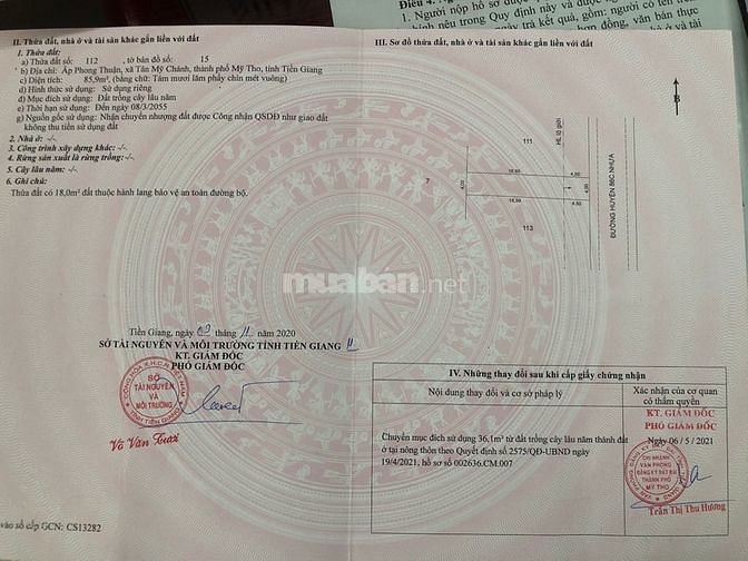 Đất thổ cư MẶT TIỀN 86C UBND Tân Mỹ Chánh, Mỹ Tho,.TG Giá 1ty1 Đất thổ cư MẶT TIỀN 86C UBND Tân Mỹ Chánh, Mỹ Tho,.TG Giá 1ty1
